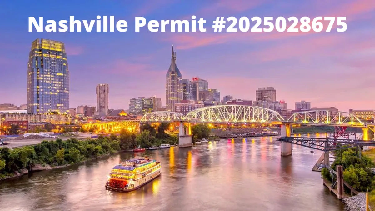 A sweeping view of the Nashville skyline at dusk, featuring a riverboat gliding on the water, iconic bridges, and the city lights beginning to twinkle. The scene is energetic, inviting, and captures the vibrancy of urban Nashville.